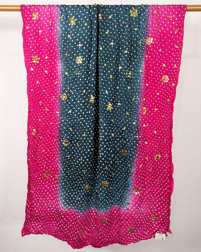 Shamooz Silk with Handmade Chunnri + Mukesh Work Dupatta (Ready To Wear)