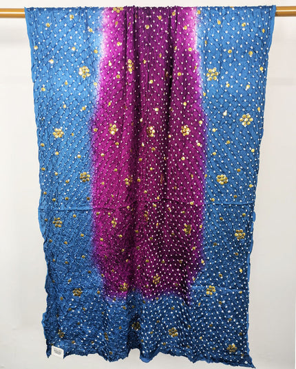 Premium Handmade Chunnri + Mukesh Work Shamooz Silk Dupatta
