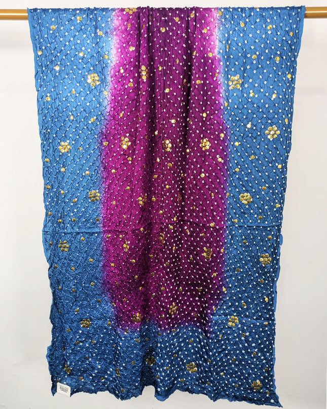 Premium Handmade Chunnri + Mukesh Work Shamooz Silk Dupatta