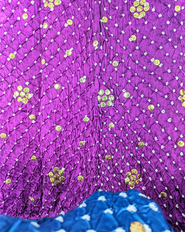 Premium Handmade Chunnri + Mukesh Work Shamooz Silk Dupatta