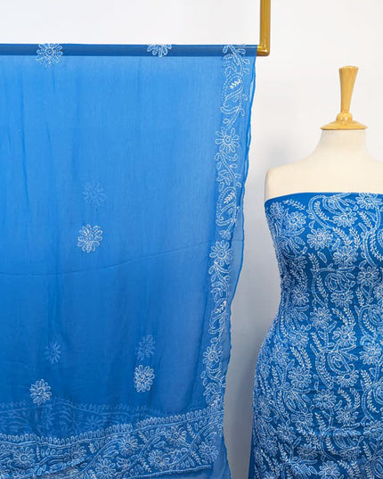 Fancy Handmade Full Jaal Chikankari Work Crinkle Chiffon Shirt Dupatta 2Pc Unstitched