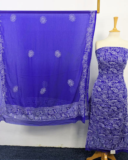 Fancy Handmade Full Jaal Chikankari Work Crinkle Chiffon Shirt Dupatta 2Pc Unstitched