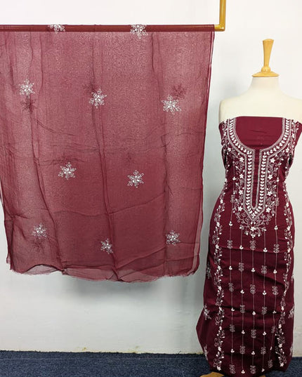 Lawn with Handmade Aplic Work Shirt & Chiffon Dupatta 3Pc Unstitched