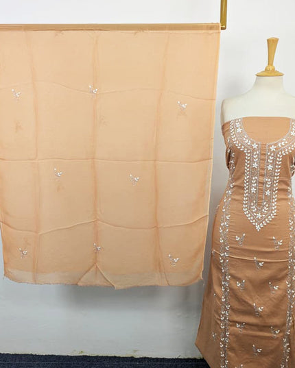 Handmade Aplic Work Lawn Shirt with Chiffon Dupatta 3Pc Unstitched