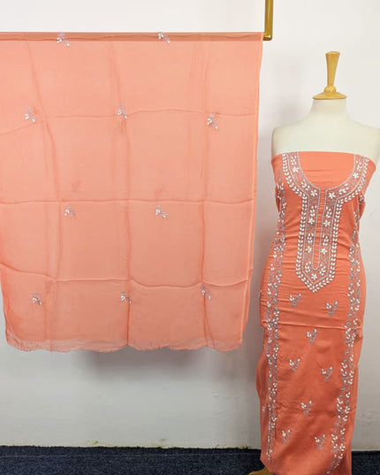 Handmade Aplic Work Lawn Shirt with Chiffon Dupatta 3Pc Unstitched