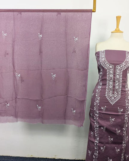 Handmade Aplic Work Lawn Shirt with Chiffon Dupatta 3Pc Unstitched
