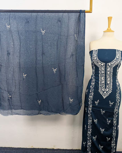 Handmade Aplic Work Lawn Shirt with Chiffon Dupatta 3Pc Unstitched