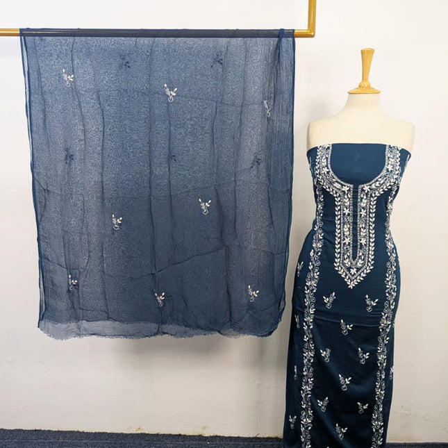 Handmade Aplic Work Lawn Shirt with Chiffon Dupatta 3Pc Unstitched