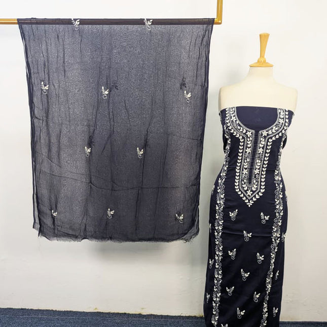 Handmade Aplic Work Lawn Shirt with Chiffon Dupatta 3Pc Unstitched