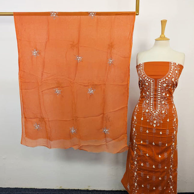 Lawn with Handmade Aplic Work Shirt & Chiffon Dupatta 3Pc Unstitched