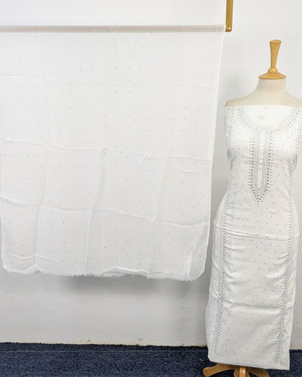 Fancy Lawn with Handmade Mukesh Work Shirt & Chiffon Dupatta 3Pc Unstitched