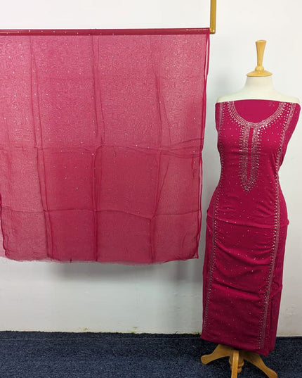 Fancy Lawn with Handmade Mukesh Work Shirt & Chiffon Dupatta 3Pc Unstitched