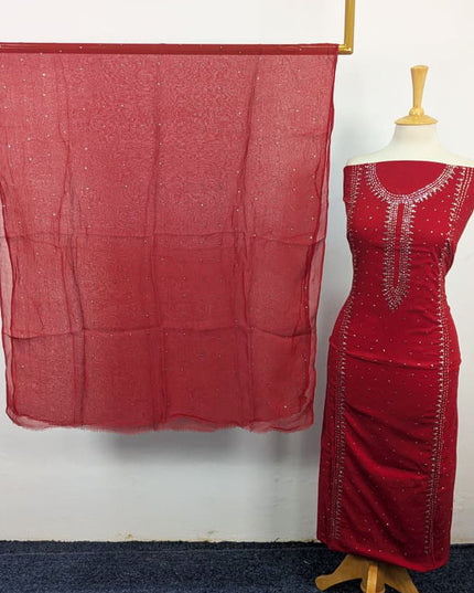 Fancy Lawn with Handmade Mukesh Work Shirt & Chiffon Dupatta 3Pc Unstitched