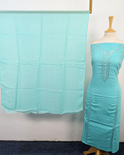 Fancy Lawn with Handmade Mukesh Work Shirt & Chiffon Dupatta 3Pc Unstitched