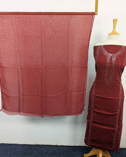 Fancy Lawn with Handmade Mukesh Work Shirt & Chiffon Dupatta 3Pc Unstitched