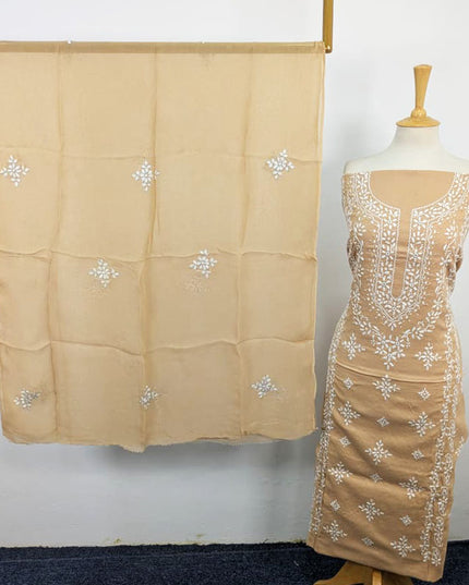 Handmade Pakka Tanka Work Lawn Shirt & Chiffon Dupatta 3Pc Unstitched