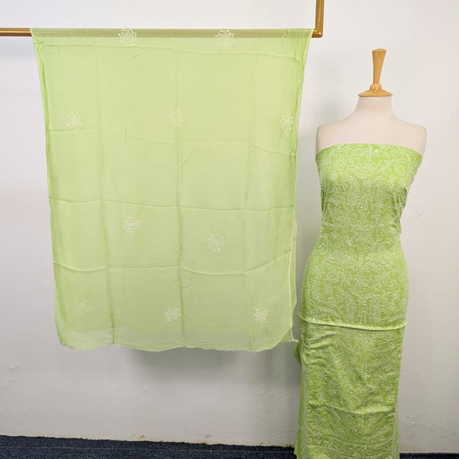 Lawn with Shadow + Chikankari Work Shirt & Chiffon Dupatta 3Pc Unstitched