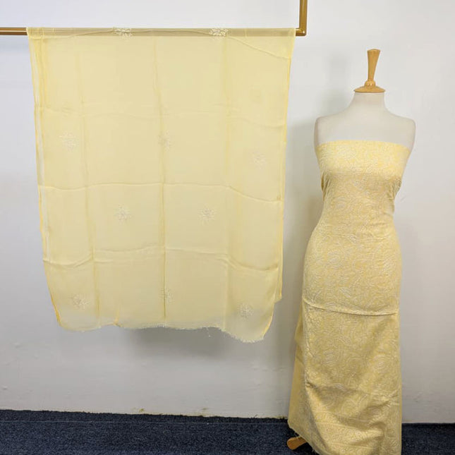 Lawn with Shadow + Chikankari Work Shirt & Chiffon Dupatta 3Pc Unstitched
