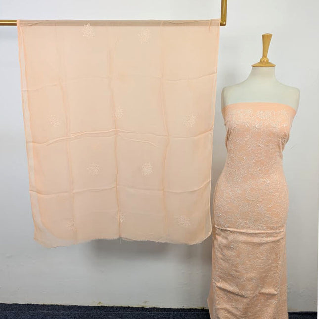 Lawn with Shadow + Chikankari Work Shirt & Chiffon Dupatta 3Pc Unstitched