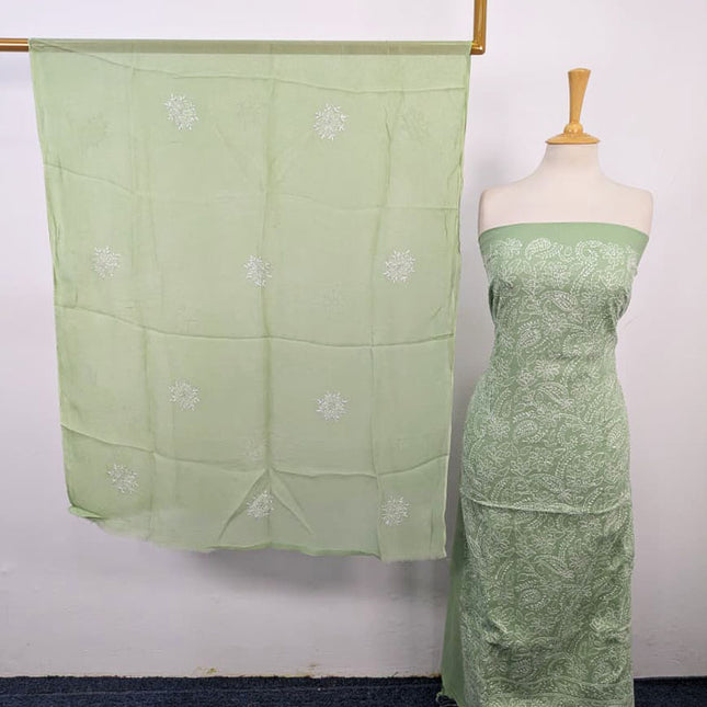 Lawn with Shadow + Chikankari Work Shirt & Chiffon Dupatta 3Pc Unstitched