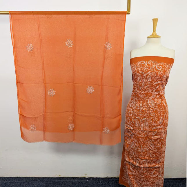 Lawn with Shadow + Chikankari Work Shirt & Chiffon Dupatta 3Pc Unstitched