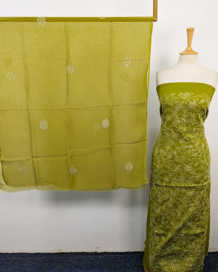 Lawn with Shadow + Chikankari Work Shirt & Chiffon Dupatta 3Pc Unstitched