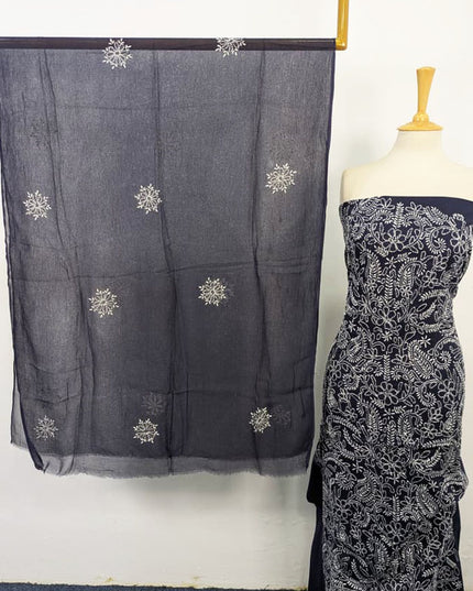 Lawn with Shadow + Chikankari Work Shirt & Chiffon Dupatta 3Pc Unstitched