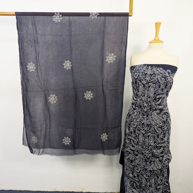 Lawn with Shadow + Chikankari Work Shirt & Chiffon Dupatta 3Pc Unstitched
