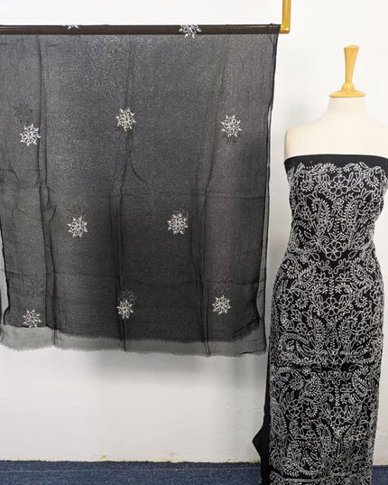 Lawn with Shadow + Chikankari Work Shirt & Chiffon Dupatta 3Pc Unstitched
