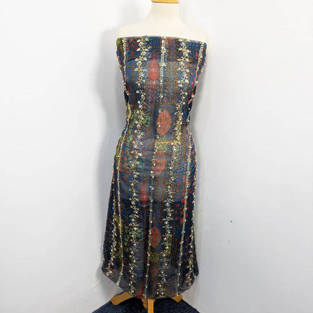 Printed Organza With Pearls Work 4PC Unstitched