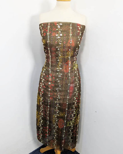 Printed Organza With Pearls Work 4PC Unstitched