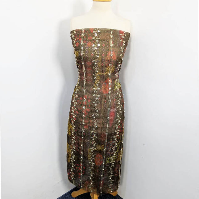 Printed Organza With Pearls Work 4PC Unstitched