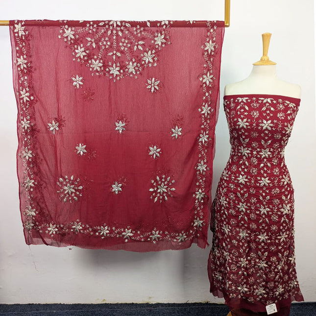 Handmade Full Jaal Gotta Work Chiffon with 4 Sided Border Dupatta 2Pc Unstitched