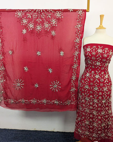 Handmade Full Jaal Gotta Work Chiffon with 4 Sided Border Dupatta 2Pc Unstitched