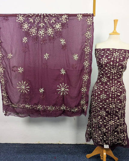 Fancy Chiffon with Full Jaal Gotta Work Shirt & 4 Sided Border Dupatta 2Pc Unstitched