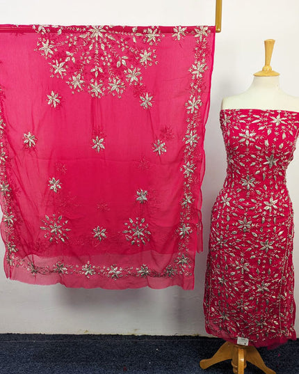 Fancy Chiffon with Full Jaal Gotta Work Shirt & 4 Sided Border Dupatta 2Pc Unstitched