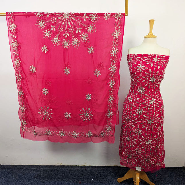 Fancy Chiffon with Full Jaal Gotta Work Shirt & 4 Sided Border Dupatta 2Pc Unstitched