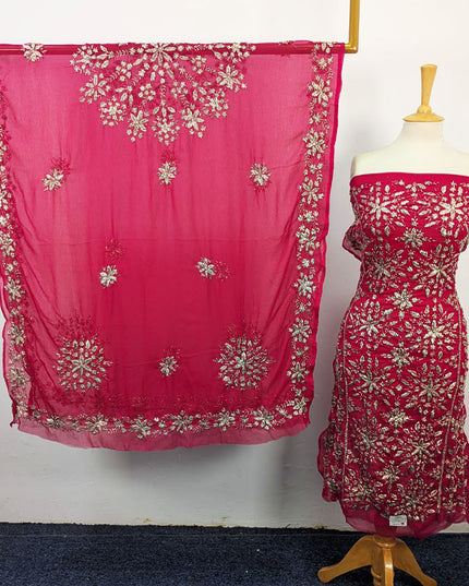 Fancy Chiffon with Full Jaal Gotta Work Shirt & 4 Sided Border Dupatta 2Pc Unstitched