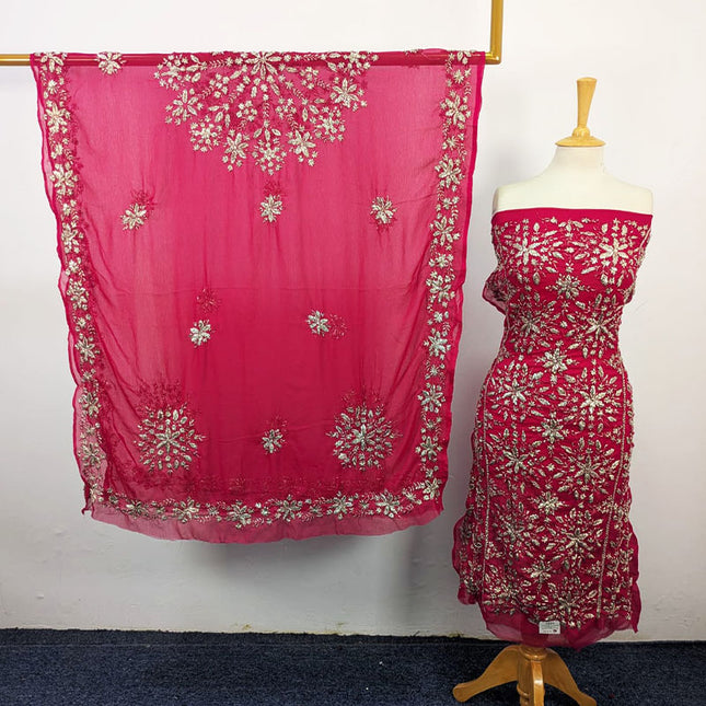 Fancy Chiffon with Full Jaal Gotta Work Shirt & 4 Sided Border Dupatta 2Pc Unstitched