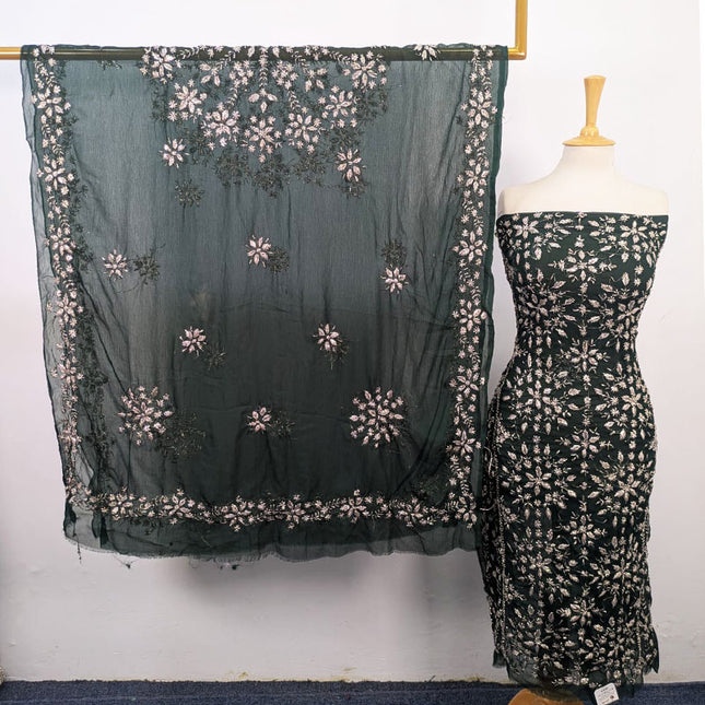 Fancy Chiffon with Full Jaal Gotta Work Shirt & 4 Sided Border Dupatta 2Pc Unstitched