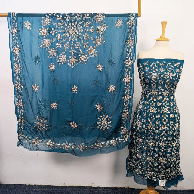 Handmade Full Jaal Gotta Work Chiffon with 4 Sided Border Dupatta 2Pc Unstitched