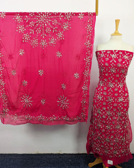 Handmade Full Jaal Gotta Work Chiffon with 4 Sided Border Dupatta 2Pc Unstitched