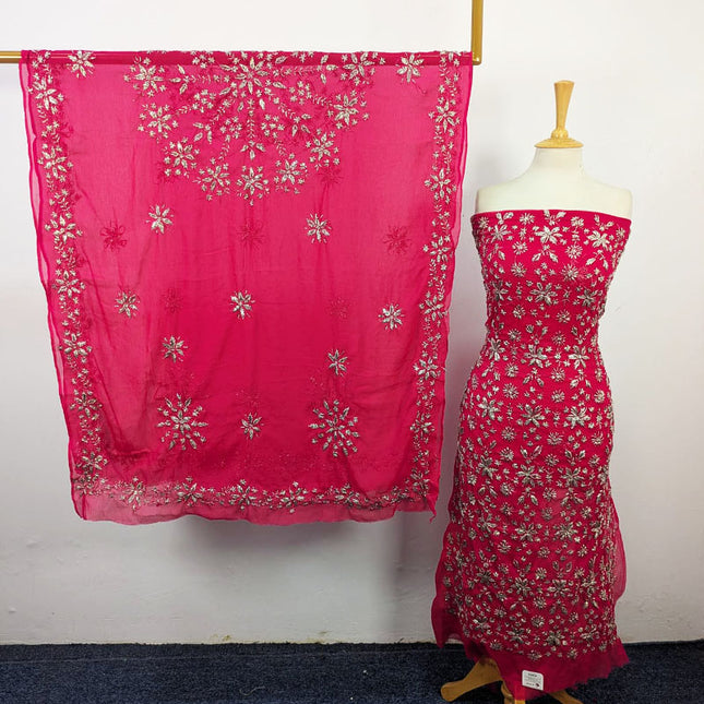 Handmade Full Jaal Gotta Work Chiffon with 4 Sided Border Dupatta 2Pc Unstitched