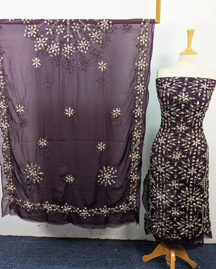Fancy Chiffon with Full Jaal Gotta Work Shirt & 4 Sided Border Dupatta 2Pc Unstitched