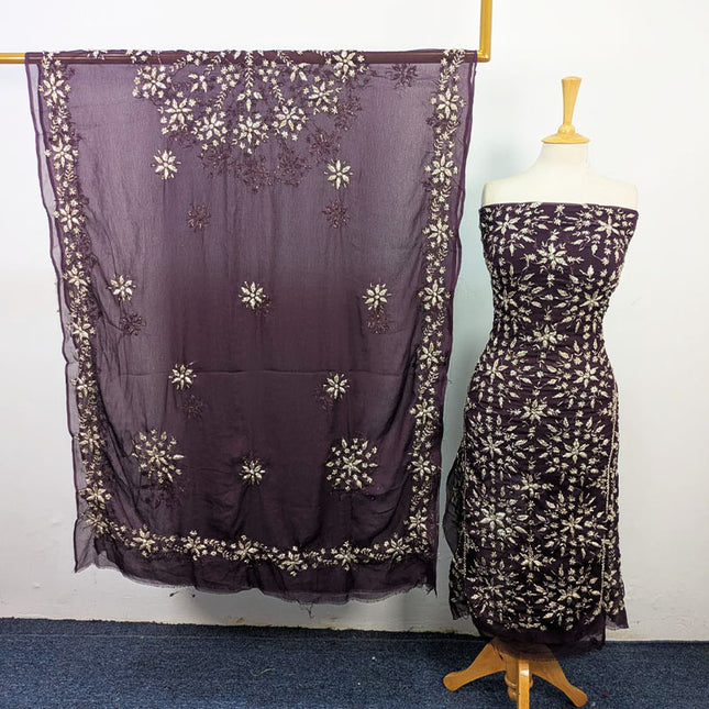 Fancy Chiffon with Full Jaal Gotta Work Shirt & 4 Sided Border Dupatta 2Pc Unstitched