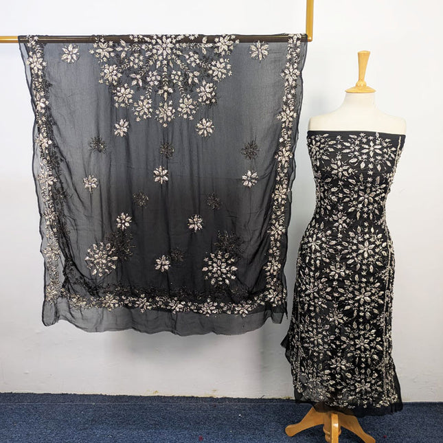 Fancy Chiffon with Full Jaal Gotta Work Shirt & 4 Sided Border Dupatta 2Pc Unstitched