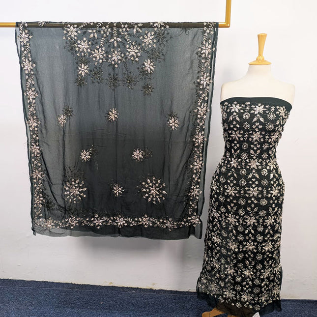 Handmade Full Jaal Gotta Work Chiffon with 4 Sided Border Dupatta 2Pc Unstitched
