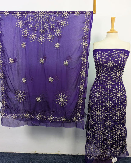Fancy Chiffon with Full Jaal Gotta Work Shirt & 4 Sided Border Dupatta 2Pc Unstitched