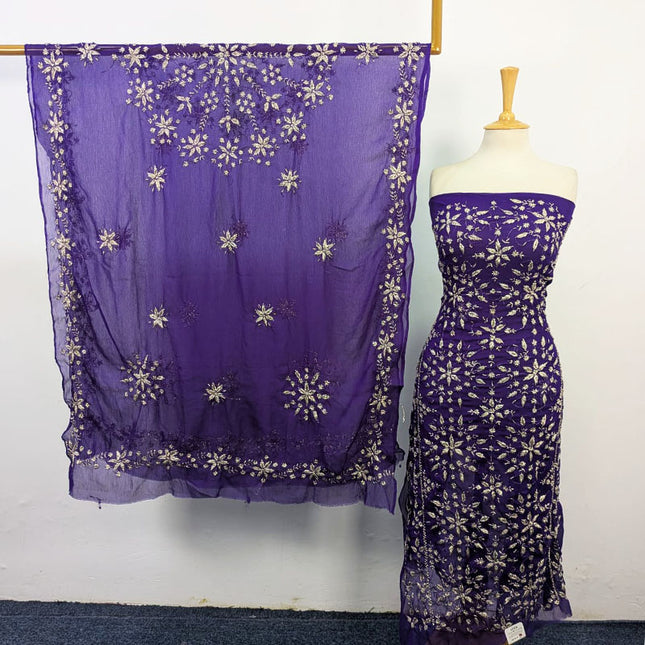 Fancy Chiffon with Full Jaal Gotta Work Shirt & 4 Sided Border Dupatta 2Pc Unstitched