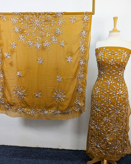 Fancy Chiffon with Full Jaal Gotta Work Shirt & 4 Sided Border Dupatta 2Pc Unstitched